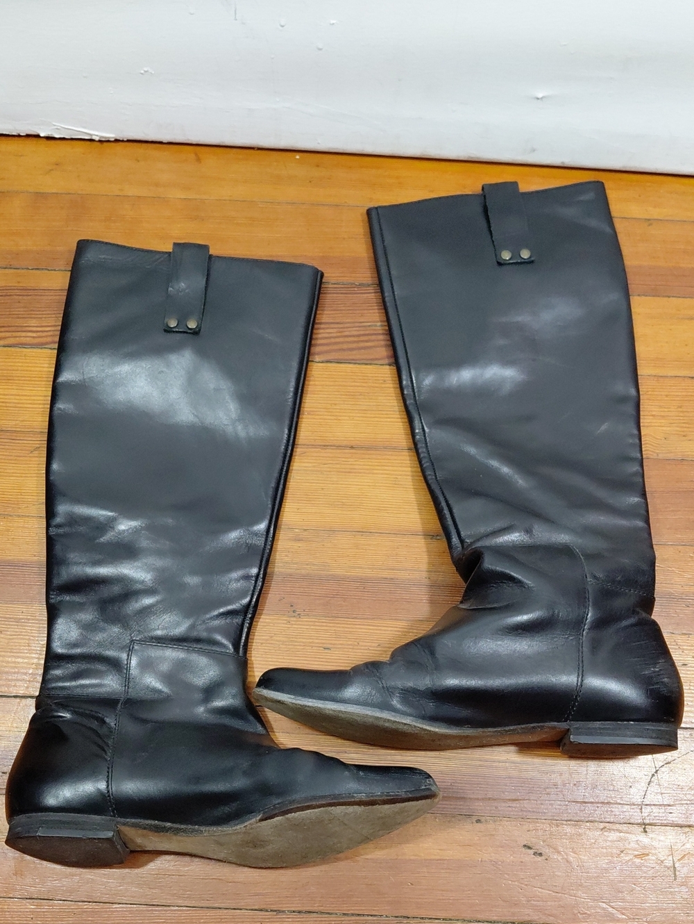 Michael Kors Black Leather Knee Length Side Zipper Riding Boots Size 8M
